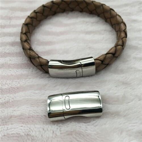 25*13mm Stainless Steel Magnetic Clasp Shining Buckle Hook For Flat Leather Cord Bracelet Connectors DIY Jewelry Making Findings