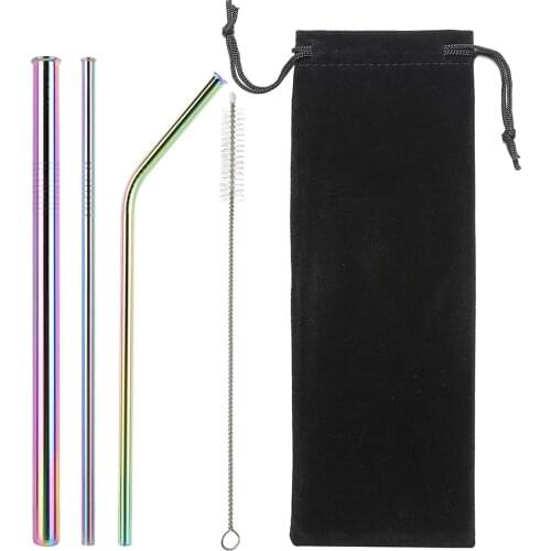 Upgrade Version Prevent Scratches Mouth Metal Reusable Straw Stainless Steel Straw Drinking Straw Wholesale With Cleaner Brush