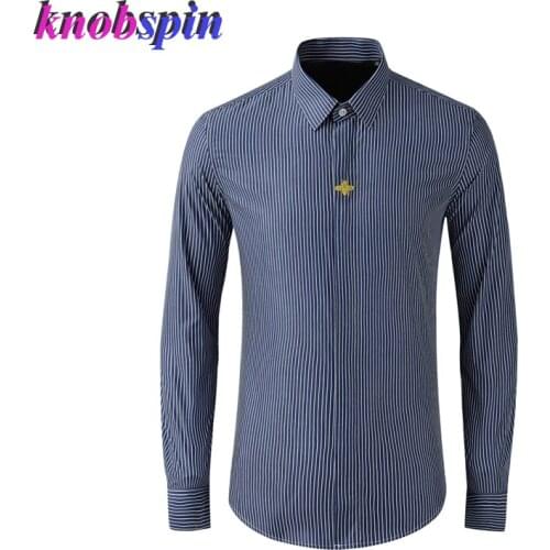 Fashion Striped Business male Dress Shirt 100% Pure Cotton Shirts Long sleeve Slim Casual Chemise homme Plus size 4XL Camisas