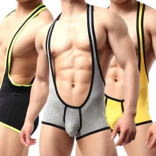 Mens Sexy Leotard Bodysuits Body Building Shapers Tight Men Wrestling Singlet Suspender Bikini One-piece Male Underwear Shapers