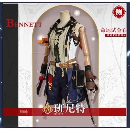 [Customized] Anime Genshin Impact Bennett Game Suit Battle Handsome Uniform Cosplay Costume Halloween Men Free Shipping 2021 New