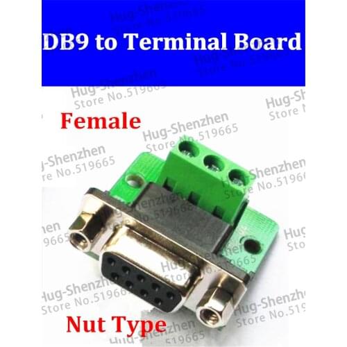 Wholesale 10 pcs female DB9 Serial Port to terminal RS232 breakout to terminals pin 2/3/5 Nut type