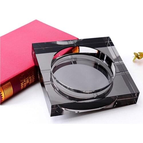 Black/ Gold/Tranparent Square Shape Ashtray Cigar Smoking Accessory Crystal Glass Ash Tray Household Office KTV Smoking Supply