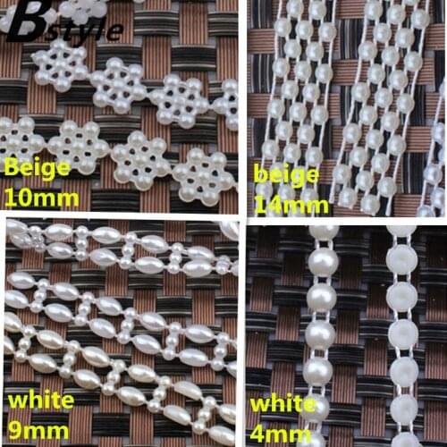 20 yards mixed style plastic flaback pearl chain snow/rice/dot/5row wedding dress decoration DIY accessories beads free shipping