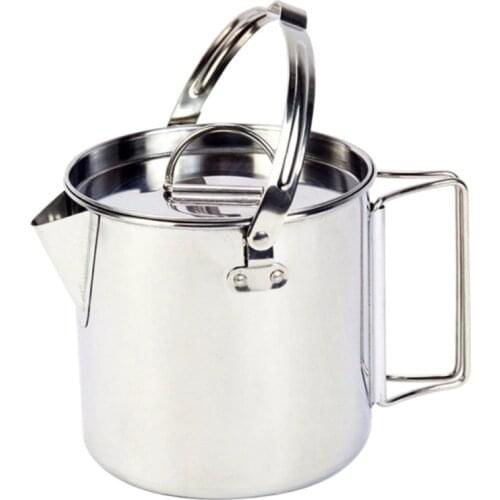 2021 New Camping Kettle Stainless Steel Outdoor Cooking Kettle 1.2L Hanging Pot For Hiking Backpacking Picnic Чайник из нержавею