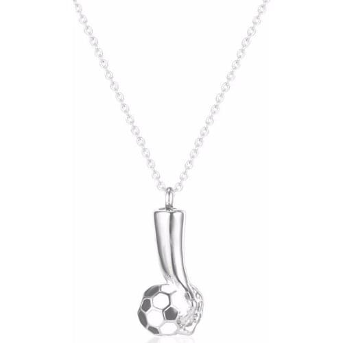 RIR Stainless Steel Hand Soccer Shaped Ash Pendant Necklace Exquisite Keepsake Cremation Charm Jewellery Necklaces