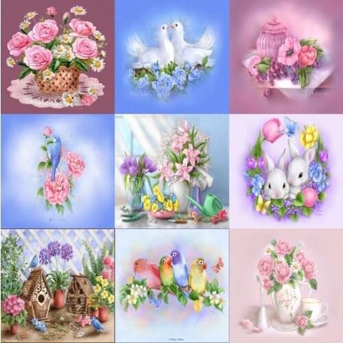 Needlework diamond embroidery icon flowers diamond mosaic painting chinese cross stitch pictures white peacock drawing picture