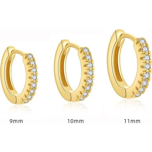 9mm/10mm/11mm 925 Sterling Silver Mini Huggie Earrings for Women Vintage Geometry Circle CZ Hoop Earrings Silver Jewelry 2021