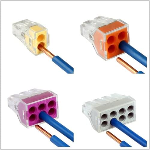 Type 10pcs PCT-102/104/108Universal Compact Wire Wiring Connector 2-8 pin Conductor Terminal Block With Lever 0.75-2.5mm2