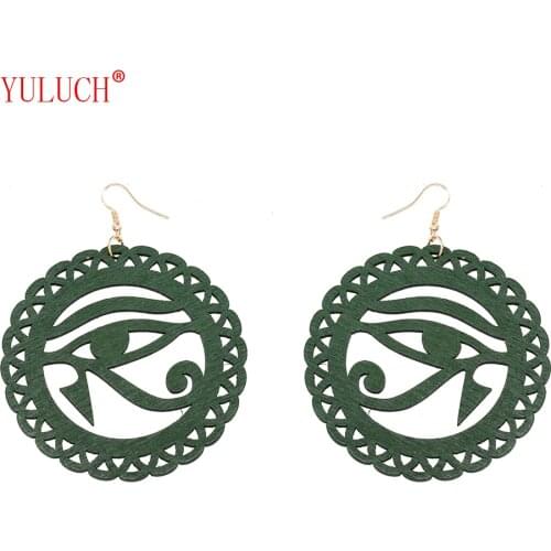 YULUCH Wood Flowers Eye Drop Earrings for women all-match hollow out wooden Pendant earrings for girls simple art Jewelry M0020