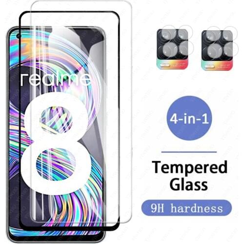 Full Cover Tempered Glass For Oppo Realme 8 Screen Protector on Realme 8 Camera lens Glass For Oppo Realme8 Glass 6.4" RMX3085
