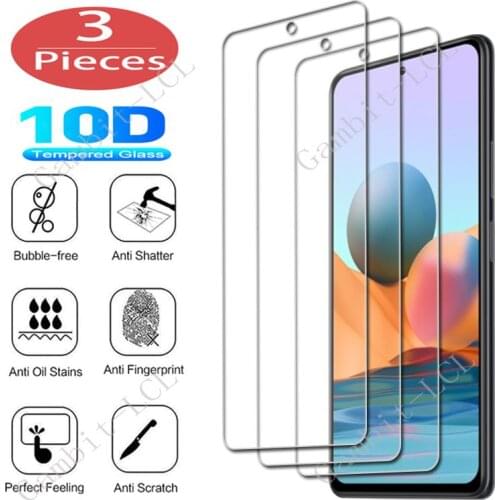 3Pcs Protection Glass For Xiaomi Redmi 9 Power Prime 9A 9AT 9C 9i 9T Note 10 Pro 5G 10S 10T Tempered Screen Protector Cover Film