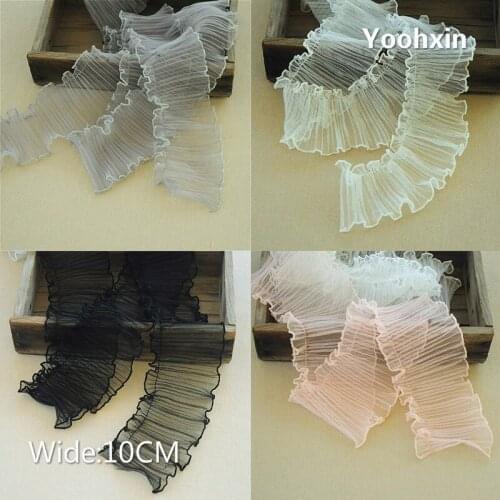 10CM Wide Modern Embroidery white flower lace fabric trim ribbon DIY sewing applique collar Ruffle craft Christmas guipure decor