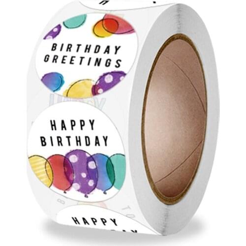 100-500pcs Cute Happy Birthday Sticker Birthday Gift Decoration Label Sealing Balloon Cake Label Packaging Scrapbook Sticker
