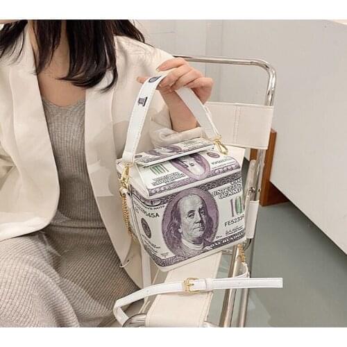 2021 Womens Fashion Dollar Pattern Crossbody Bag Shoulder Bag Wallet and Handbag Pu Leather Womens Money Bag Bucket Bag