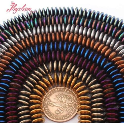 3x10mm Rondelle Smooth Hematite No Magnetic Natural Stone Beads For Necklace Bracelet Jewelry Making 15" Wholesale Free Shipping