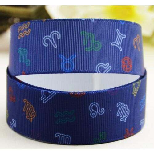 22mm 25mm 38mm 75mm Ruban satin Zodiac printed Grosgrain Ribbon Hair Accessories party decoration 10 Yards X-02579