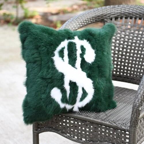 Free shipping CX-D-136B Real Rabbit Fur Handmade Decorative Cushion Cover For Home