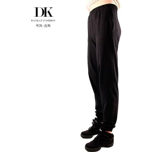 Unisex pants cuff cotton black dance pants tight gymnastics practice trousers