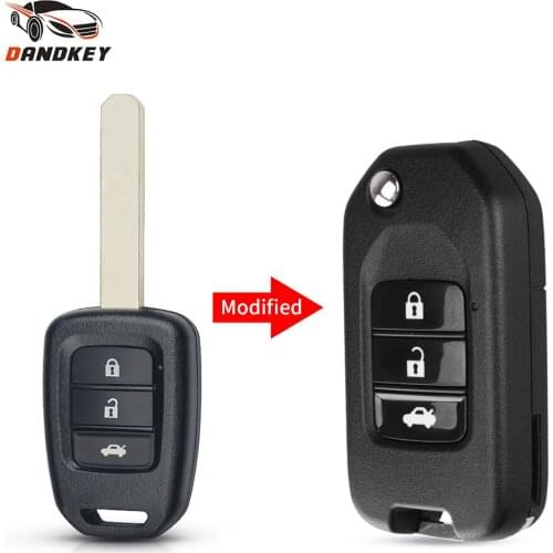 Dandkey 10pcs Flip Remote Key Shell Blank Case For Honda Accord CR-V FIT XRV VEZEL CITY JAZZ CIVIC HRV FRV Modified 2/3 Buttons
