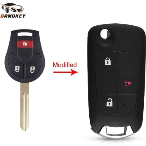 Dandkey Modified 3 2+1 Buttons Flip Folding Remote Blank Key Shell For Nissan Versa Sentra Altima Tiida Key Cover NSN14 Blade