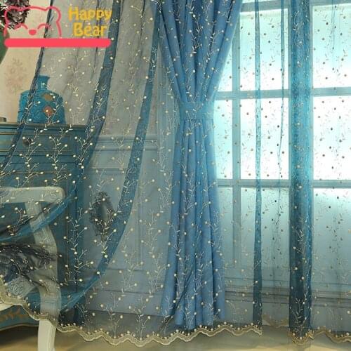 Rural Embroidered Perspective Tulle Curtain for Window Europe style creative Curtain Customized Flat Window Curtains 200x270cm