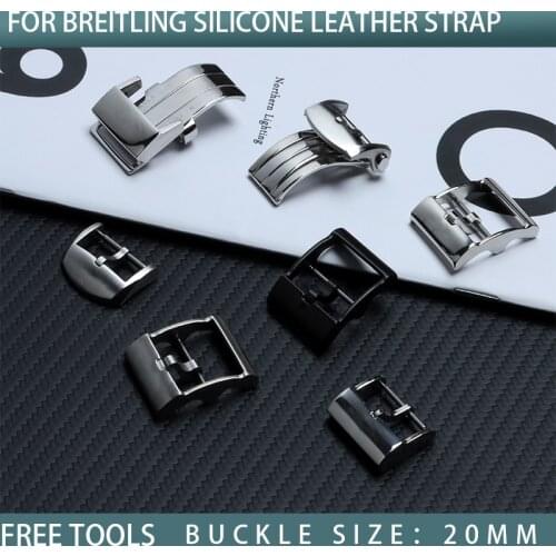 Top Brand Quality Original Watchband Fording Buckle For Breitling 20mm Silver Stainless Steel Clasp For Leather Silicone Strap