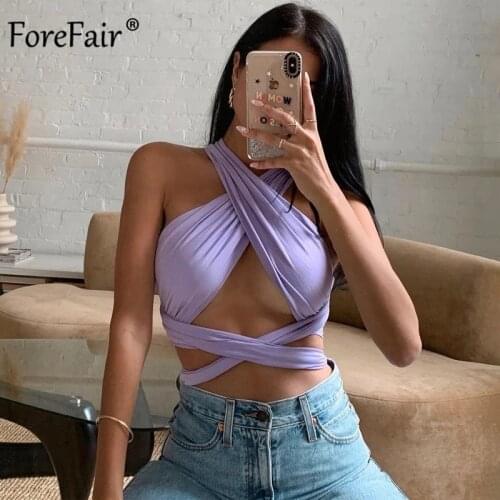 Forefair Sexy Y2k Wrap Bandage Women Crop Tops Multi-way Backless 2021 Summer Ladies Fashion Strapless Casual Tube Corset Tops