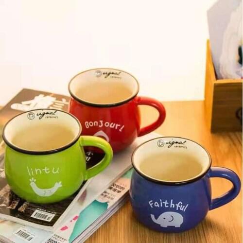 Zakka Ceramic Mugs Creative Cute Animal Pattern Funny Belly Drinkware European Style Breakfast Mug Gifts Enamel Milk Coffee Cups