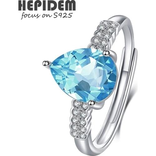 HEPIDEM 100% Really Topaz 925 Sterling Silver Rings 2021 New Women Natural Blue Gemstones S925 Gift Fine Jewelry 005