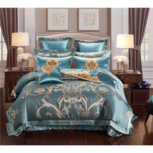 IvaRose Luxury jacquard 4/6/9pcs Queen King silk Cotton Bedding Set duvet cover bedspread pillowcase bed linen