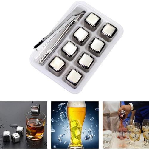 Stainless Steel Ice Cubes Reusable Chilling Stones for Whiskey Wine Keep Cold Longer Buckets Ice Bags Steel Cubes Wine Cooler