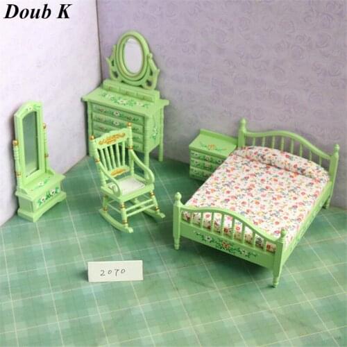 Doub K 1:12 Dollhouse Miniature dolls furniture toy kawaii fashion bedroom set bed pretend play toys for girls children kids