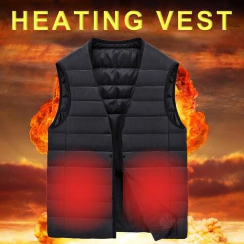 Intelligent Charging Electric Heating Vest For Men Cotton Coat V-neck Graphene Carbon Fiber Winter Warm Heating Jacket
