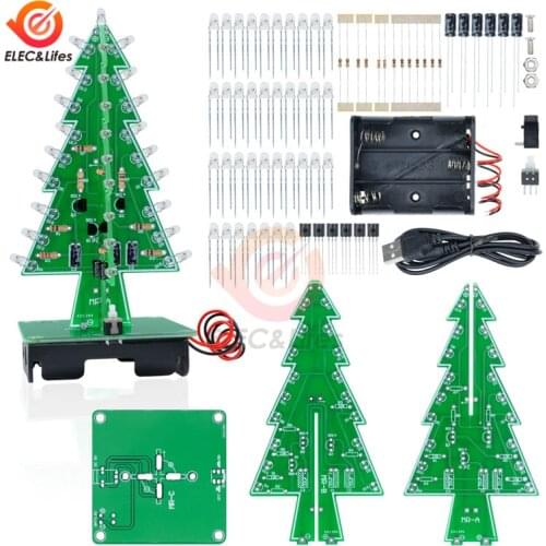 7 Color Flash Christmas Tree Module Parts Kit DIY LED 3D Christmas Tree Circuit Board Module With LED Lights Self-locking Switch