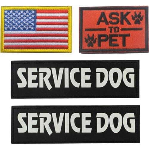 Set Pet Tactics K9 SERVICE DOG Hound Harness Vest Military K-9 ASK TO PET Patches Magic Stickers Badges