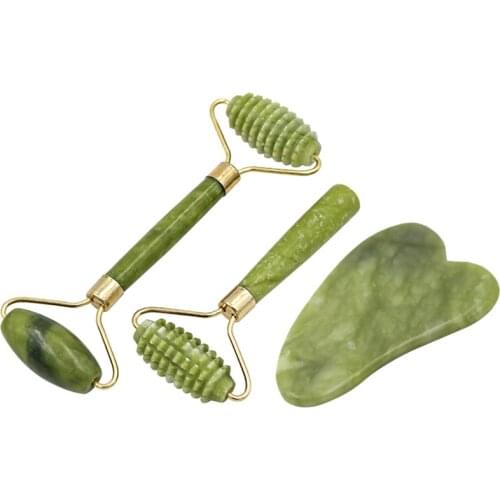 1pc Facial Jade Push Massageador Face Lift Tools Face Massager Skin Care Natural Jade Roller Double Head Facial Beauty Massage