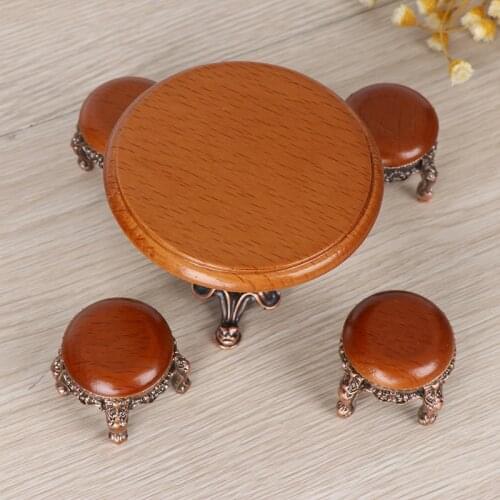 2019 new 1/12 Dollhouse Miniature Wooden Furniture Miniature Round Wooden Coffe Stool/table Wood