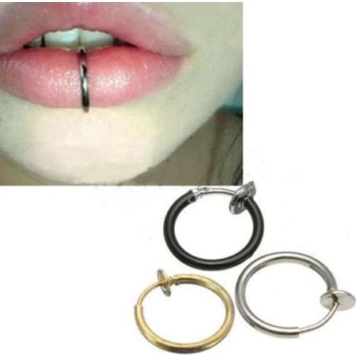 New LNRRABC 2pcs Invisible No Ear Hole Earrings Clip Nose Ring Belly Button Ring For Punk Wind Jewelry Accessories