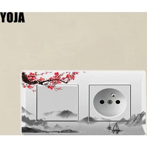 YOJA Switch Sticker Chinese Traditional Ink Painting Plum Flower Classic Design PVC Room Decorative Wall Decal 15SS0013