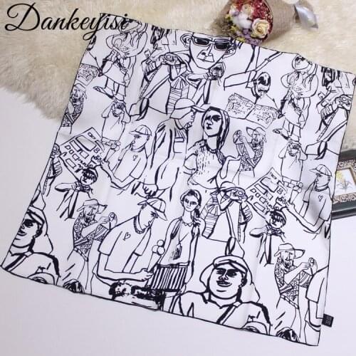 DANKEYISI Real Silk Scarf Women Large Square Hair Scarf Head Scarves Hijab Printed Travel Scarf Shawl For Woman 70*70