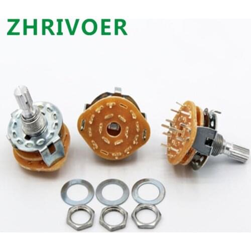 5PCS RS25 Shaft Panel Mount 1P11T 2P4T 2P5T 2P6T 3P3T 3P4T 4P3T Rotary Switch Selector Band