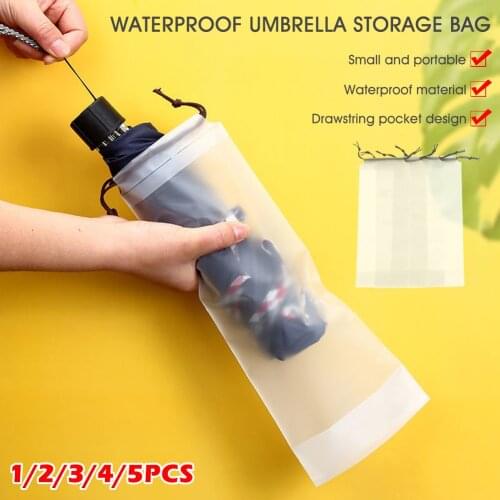 Transparent Umbrella Cover Waterproof Reusable Portable Umbrella Holder Storage Bags with Drawstrin HomeSupplies for Wet Thing