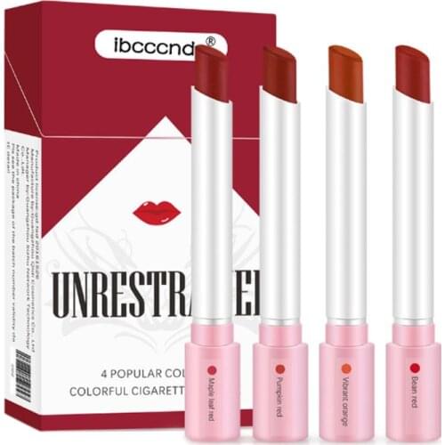 Drop Ship 4 Color Creative Cigarette Lipstick Set Matte Tube Velvet Long Lasting Lip Gloss