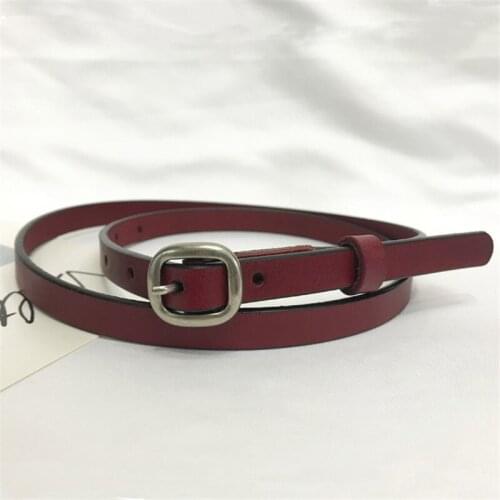 Hot Cowhide Belt For Women 1.5CM Width Belt Fashion Casual Female Genuine Leather Waists Strap Silver Square Buckle Thin Belts