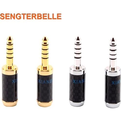 XIANZUN S7 carbon fiber gold-plated 4.4mm balanced headphone plug DIY rhodium-plated headphone connector Jack Plug