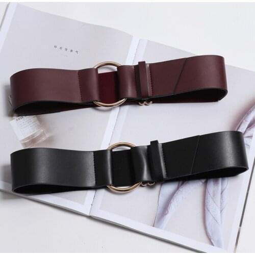 2019 New fashion wide Leather Belts Metal Ring Punk All Match Waist Strap Personalized Waistband Dress coat accessories