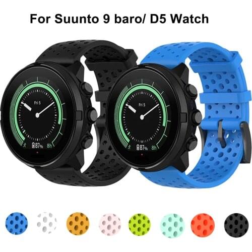 Silicone Watchband Strap for Suunto Spartan Sport/Sport wrist hr for Suunto 9 baro/ D5 Watch 24mm Replacement Band Bracelet