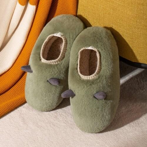 Women Faux Fur Slippers Solid Color Lovers Winter Indoor Shoes Cute Cartoon Anti-slip Female Male Home Floor Slipper Mute Slides