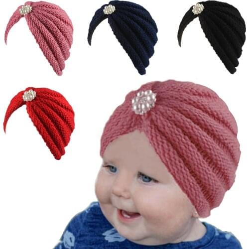 Newborn Infant Turban Knitted Beanie Head Wrap Kid Baby Muslim Cap Indian Hat